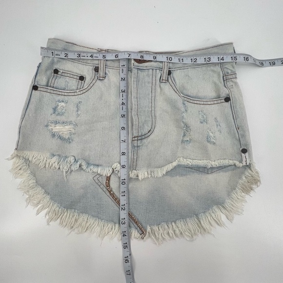 One X OneTeaspoon Raw Hem Distressed Denim Jean Mini Skirt Size 26 Women’s - Picture 4 of 7